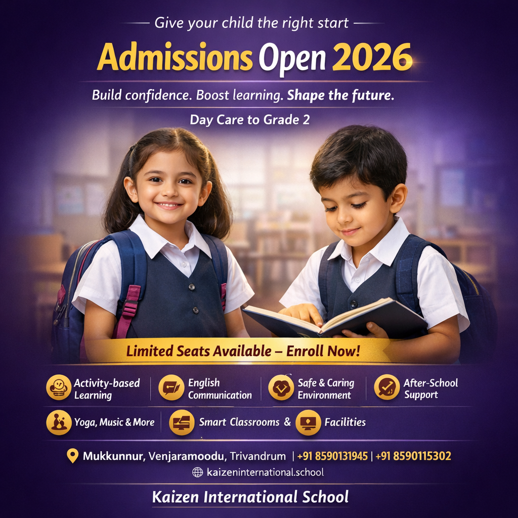 School Admissions Open 2026 – Day Care to Grade 2 in Venjaramoodu